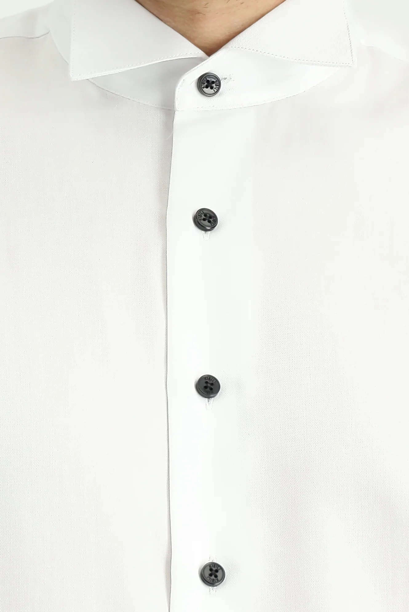 Beyaz Ata Yaka Slim Fit Dar Kesim Pamuklu Kolay Ütülenebilir Gömlek - Image 5