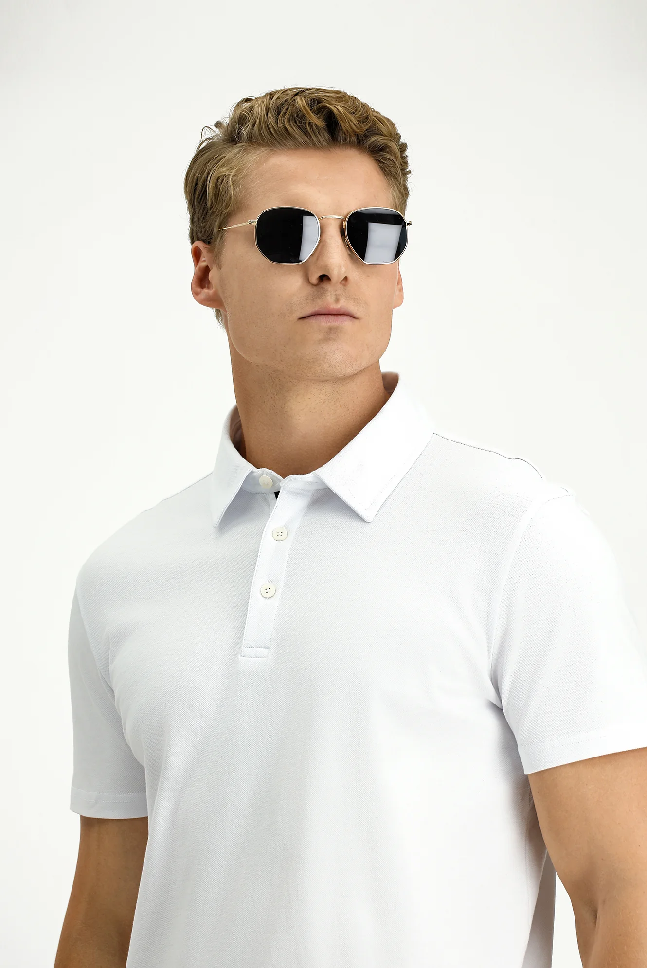 Beyaz Regular Fit Pamuk Polo Yaka Tişört - Image 3