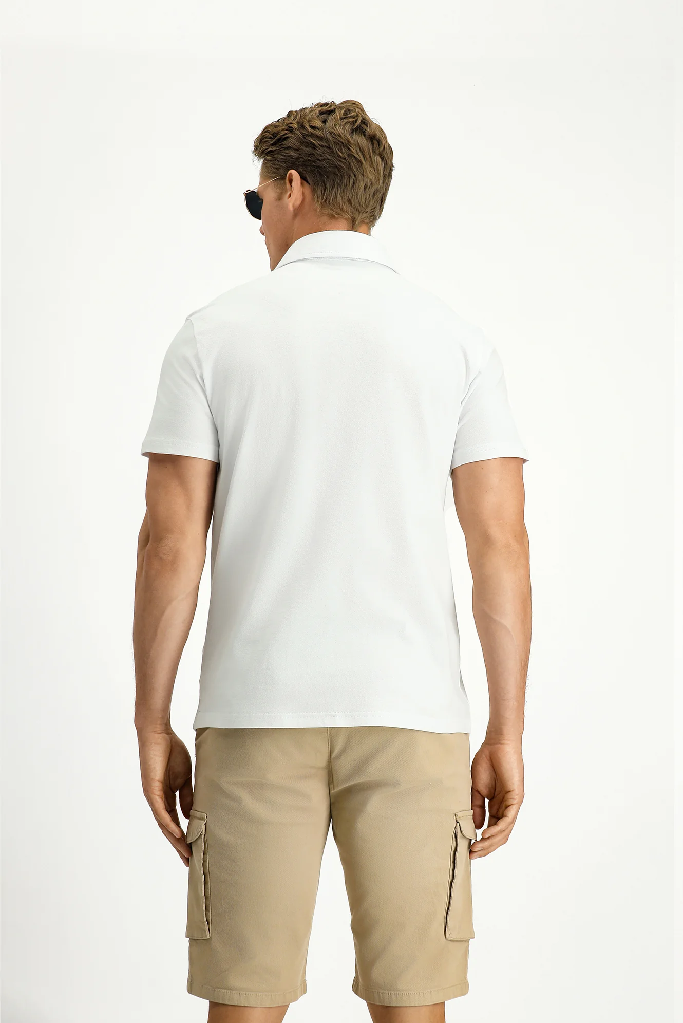 Beyaz Regular Fit Pamuk Polo Yaka Tişört - Image 5