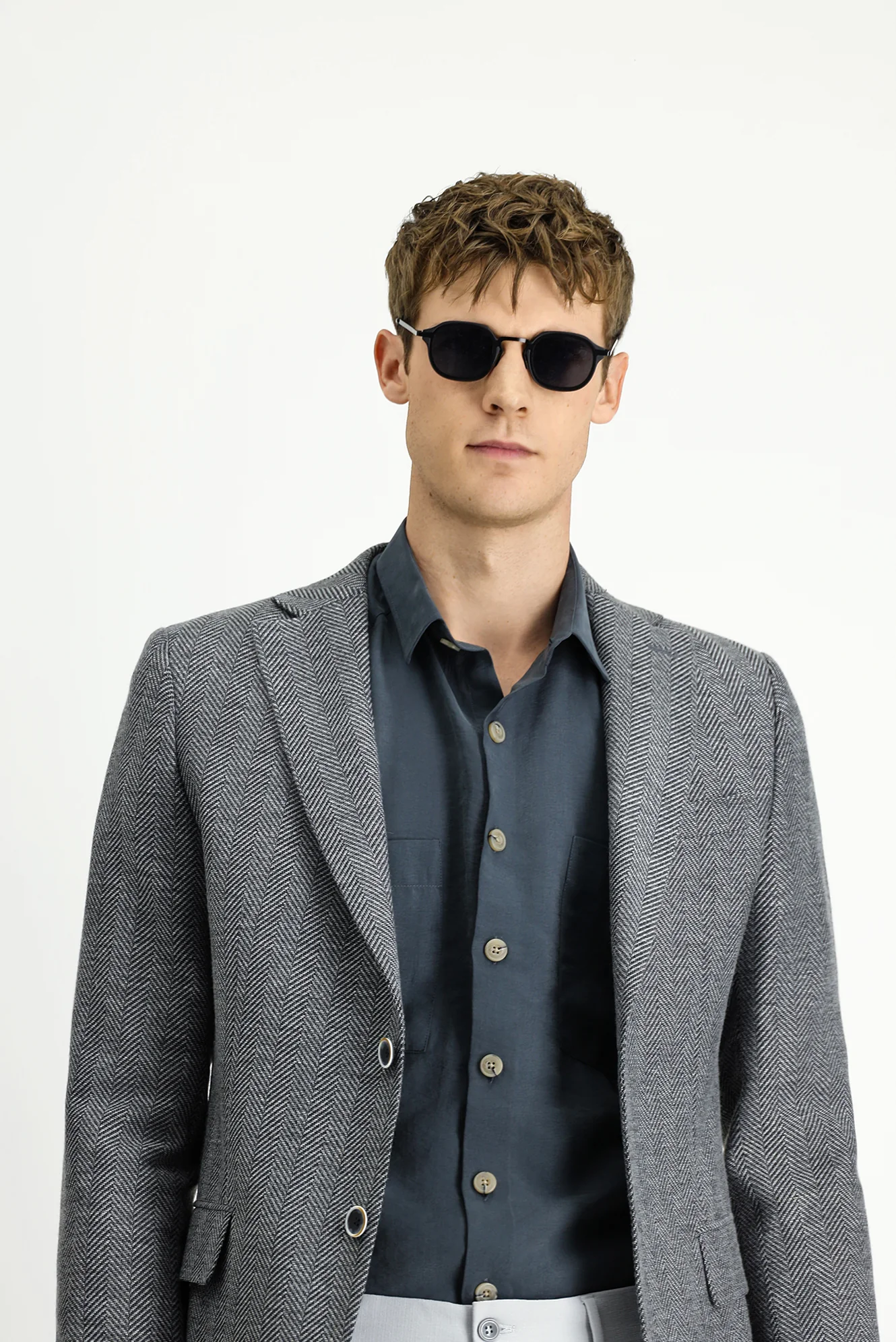 Koyu Füme 6 Drop Regular Fit Standart Kesim Yünlü Desenli Ceket - Image 3