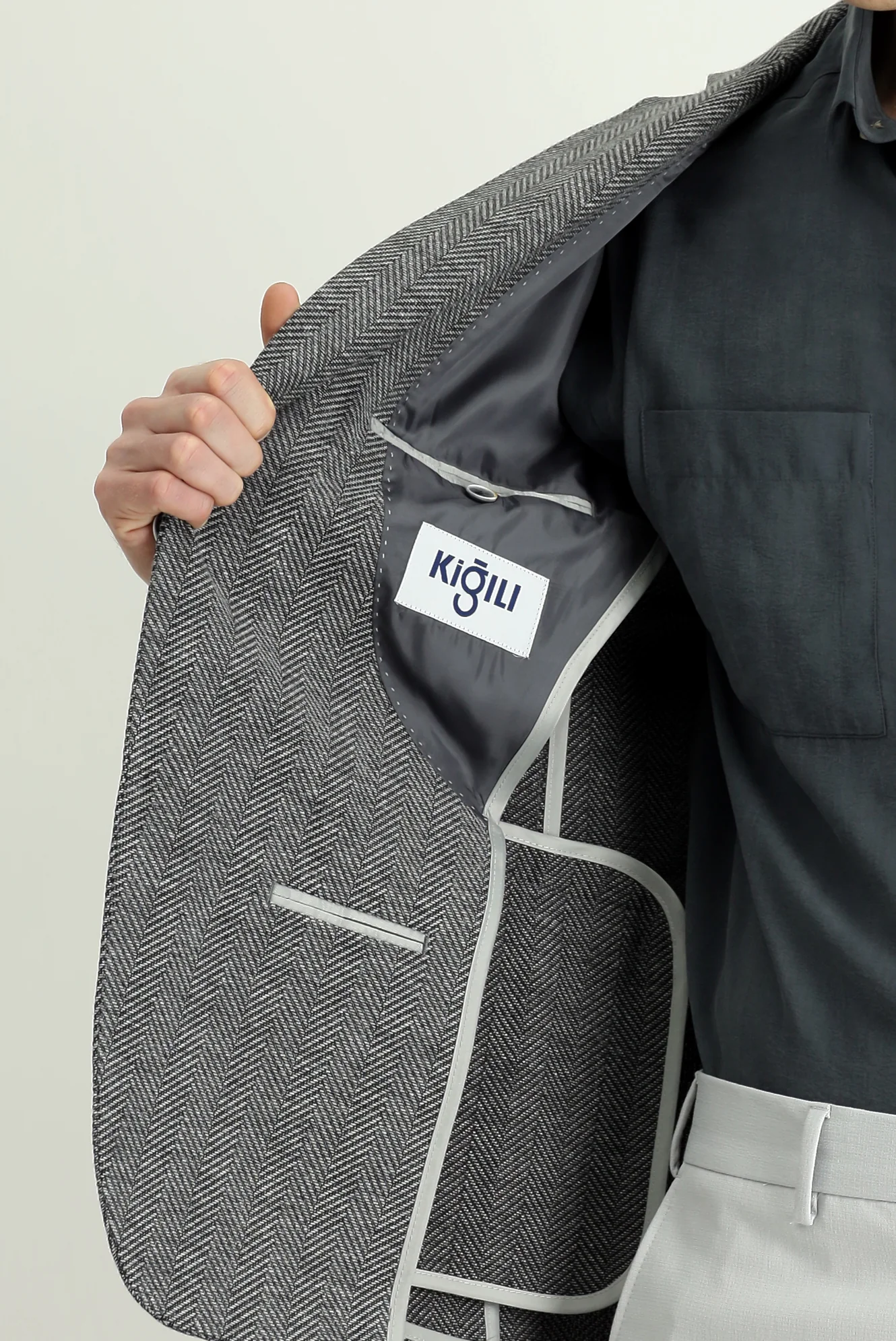 Koyu Füme 6 Drop Regular Fit Standart Kesim Yünlü Desenli Ceket - Image 6