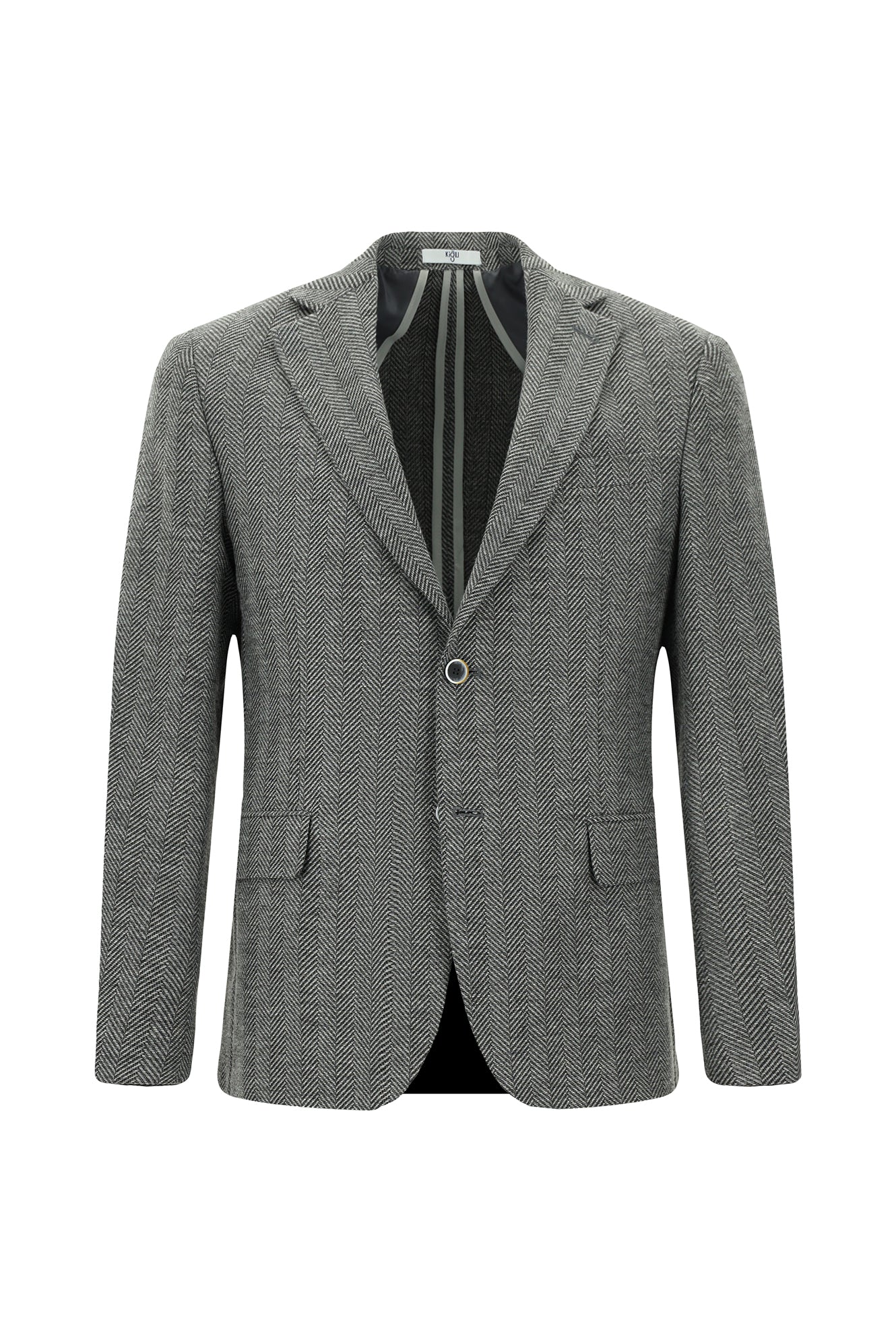 Koyu Füme 6 Drop Regular Fit Standart Kesim Yünlü Desenli Ceket - Image 7