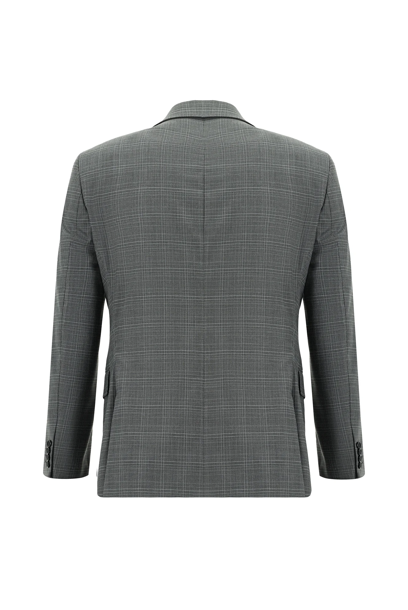Koyu Füme 7 Drop Slim Fit Dar Kesim Ekose Takım Elbise - Image 3
