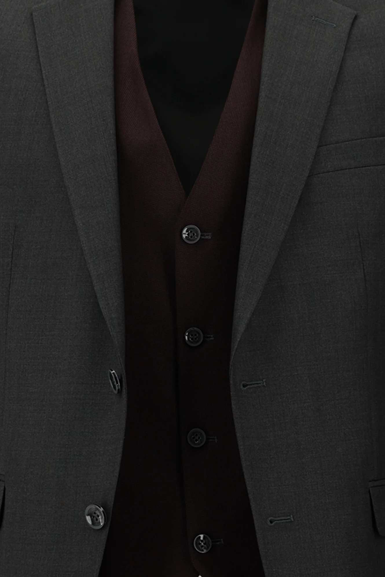 Koyu Füme 7 Drop Slim Fit Dar Kesim Kombinli Yelekli Takım Elbise - Image 6