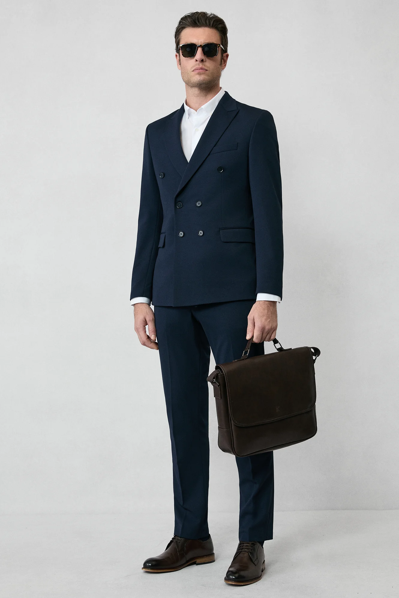 Koyu Lacivert 6 Drop Regular Fit Standart Kesim Mevsimlik Kruvaze Takım Elbise - Image 3