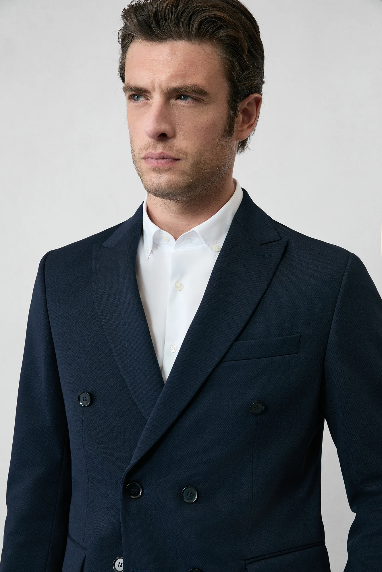 Koyu Lacivert 6 Drop Regular Fit Standart Kesim Mevsimlik Kruvaze Takım Elbise - Image 5