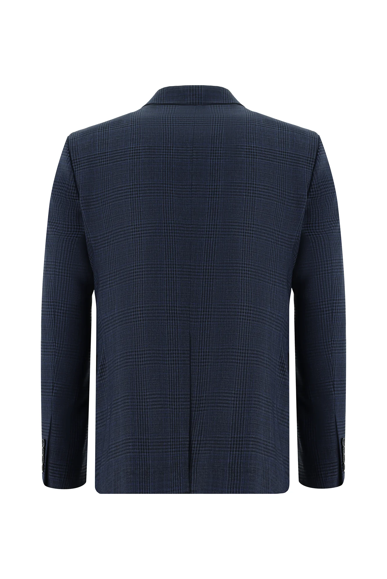 Koyu Lacivert 7 Drop Slim Fit Dar Kesim Ekose Yelekli Kombinli Takım Elbise - Image 3