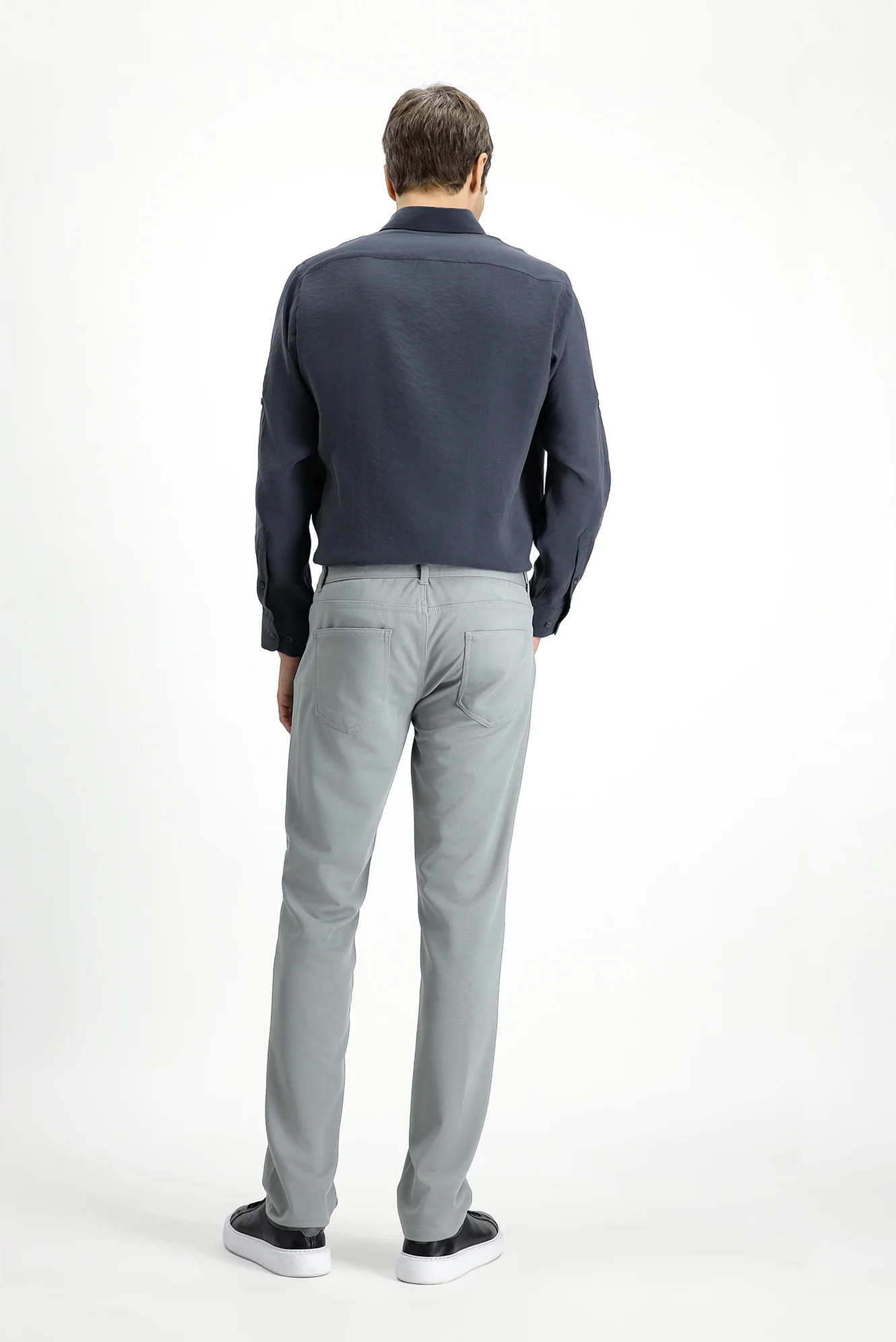 Orta Gri 4 Drop Relaxed Fit Rahat Kesim Kanvas / Chino Pantolon - Image 4