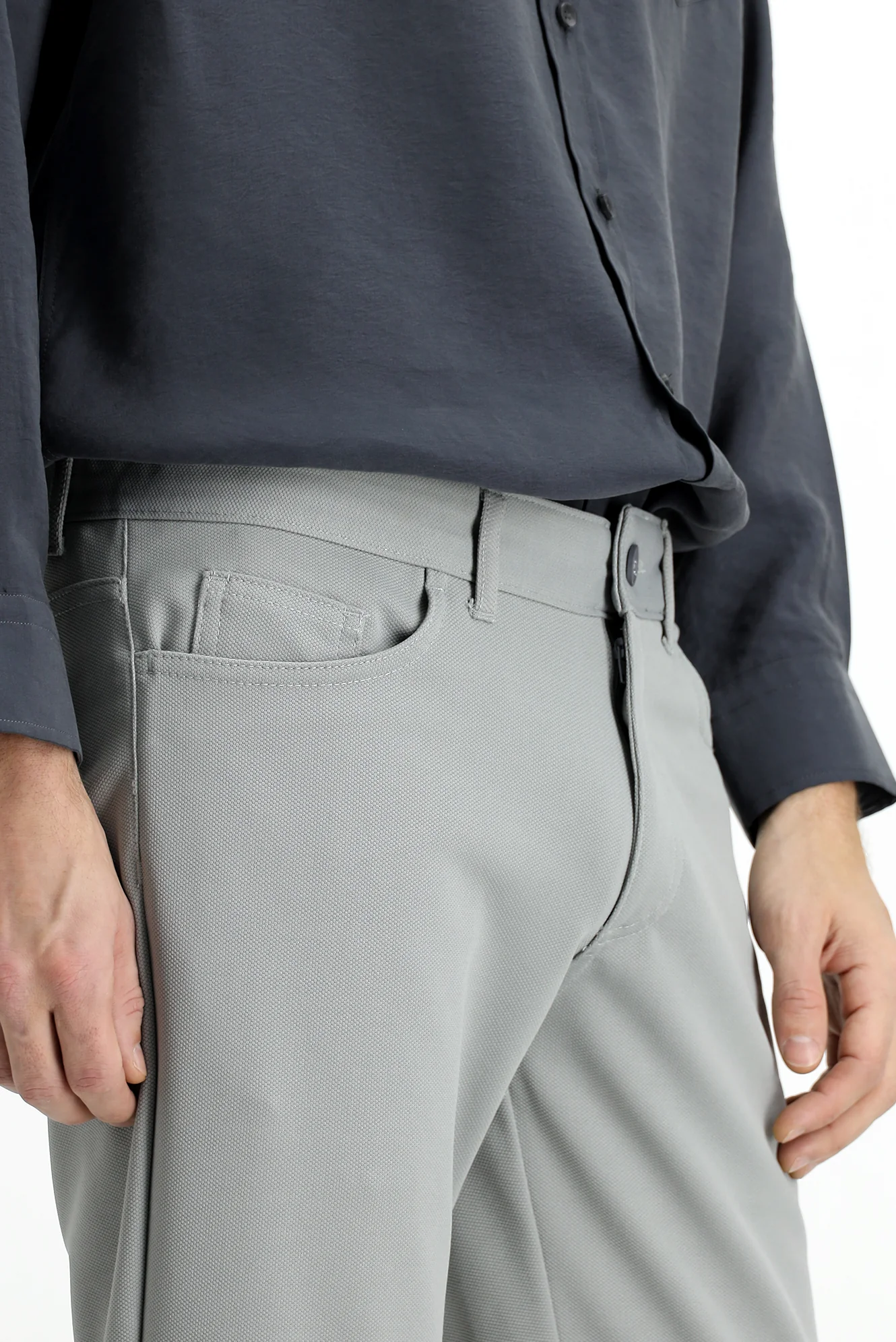 Orta Gri 4 Drop Relaxed Fit Rahat Kesim Kanvas / Chino Pantolon - Image 5