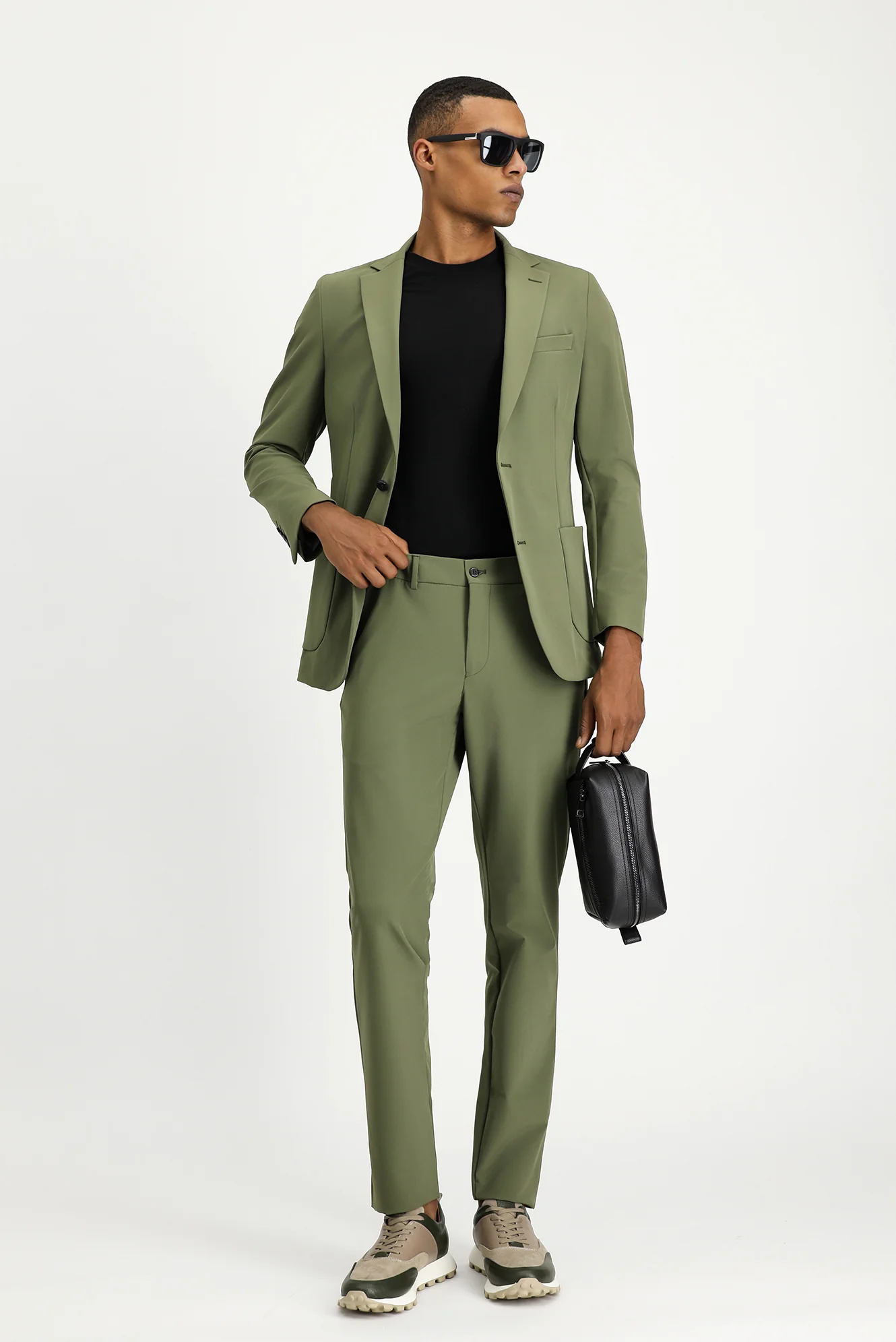 Orta Haki Techno-Line 7 Drop Super Slim Fit Eksra Dar Kesim Takım Elbise - Image 3