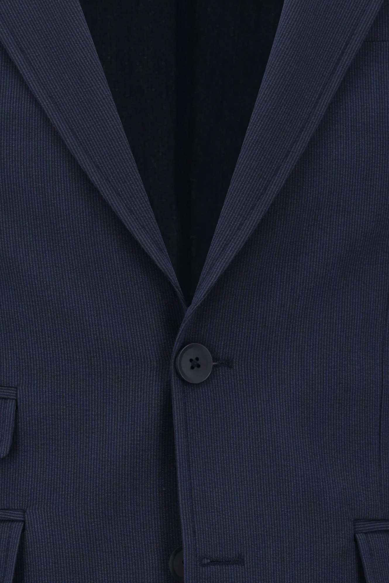 Orta Lacivert 7 Drop Super Slim Fit Eksra Dar Kesim Çizgili Takım Elbise - Image 4