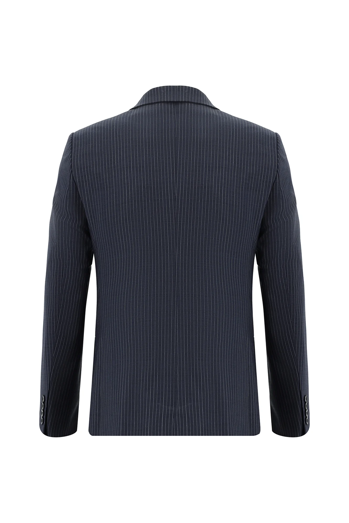 Orta Lacivert 7 Drop Super Slim Fit Eksra Dar Kesim Yünlü Çizgili Takım Elbise - Image 3
