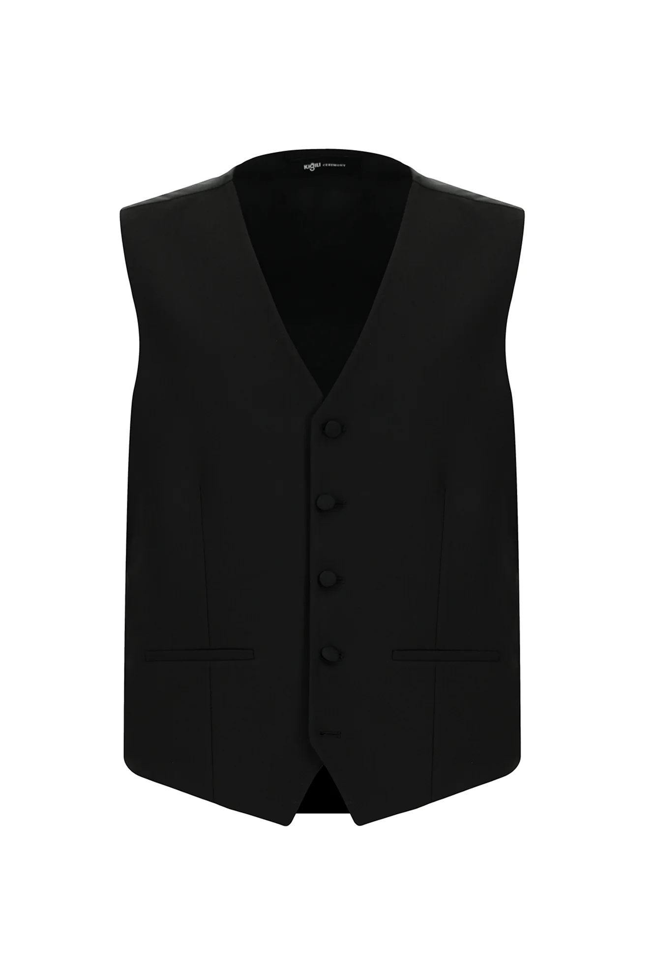 Siyah 6 Drop Regular Fit Standart Kesim Mono Yaka Yelekli Smokin & Damatlık - Image 4