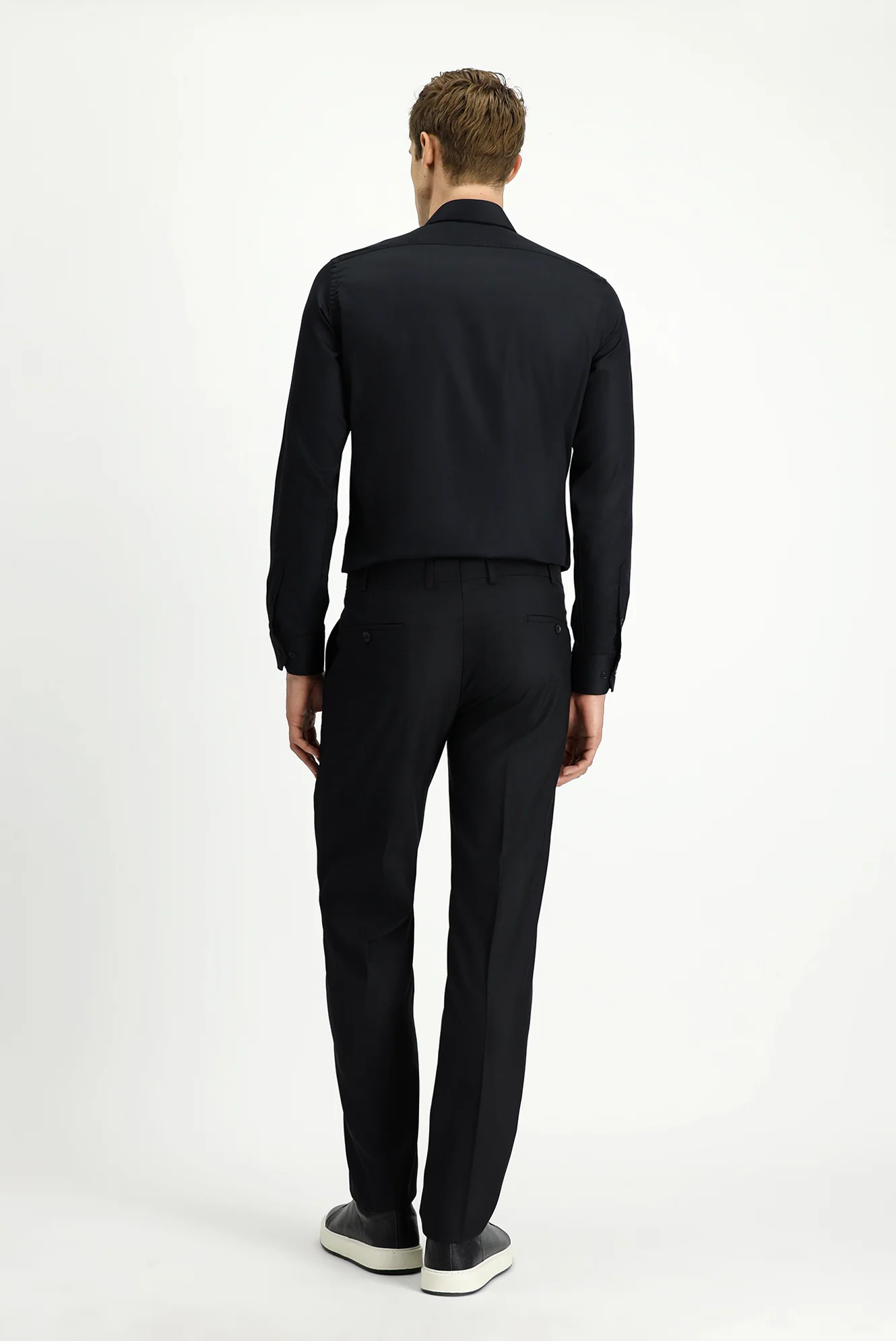 Siyah 6 Drop Regular Fit Standart Kesim Yünlü Klasik Kumaş Pantolon - Image 4