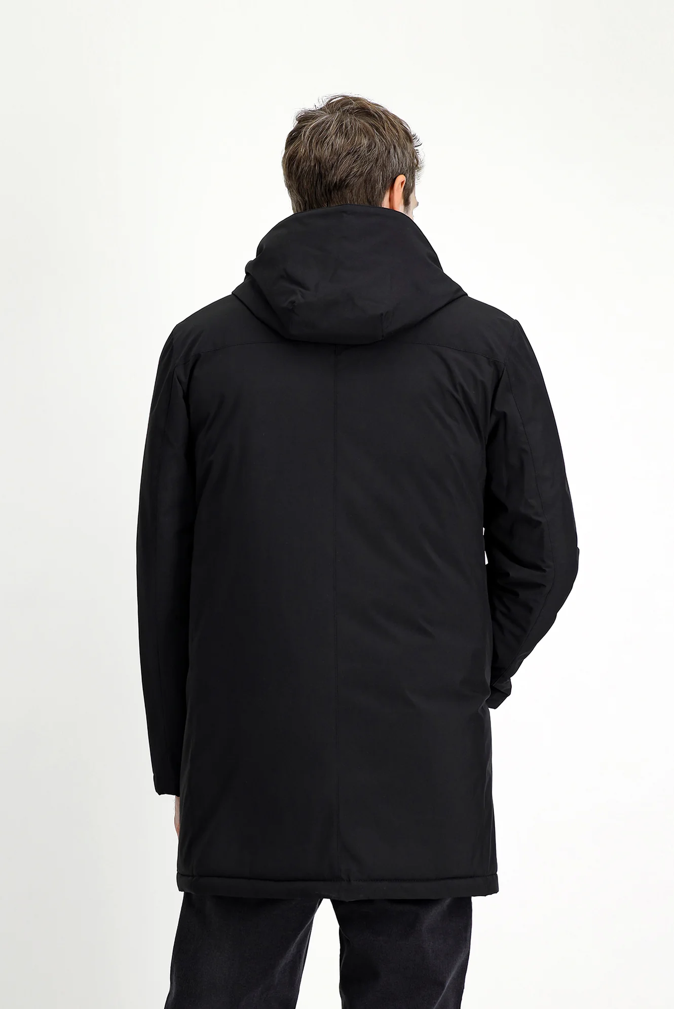 Siyah Slim Fit Dar Kesim Kapüşonlu Spor Şişme Kaban - Image 6