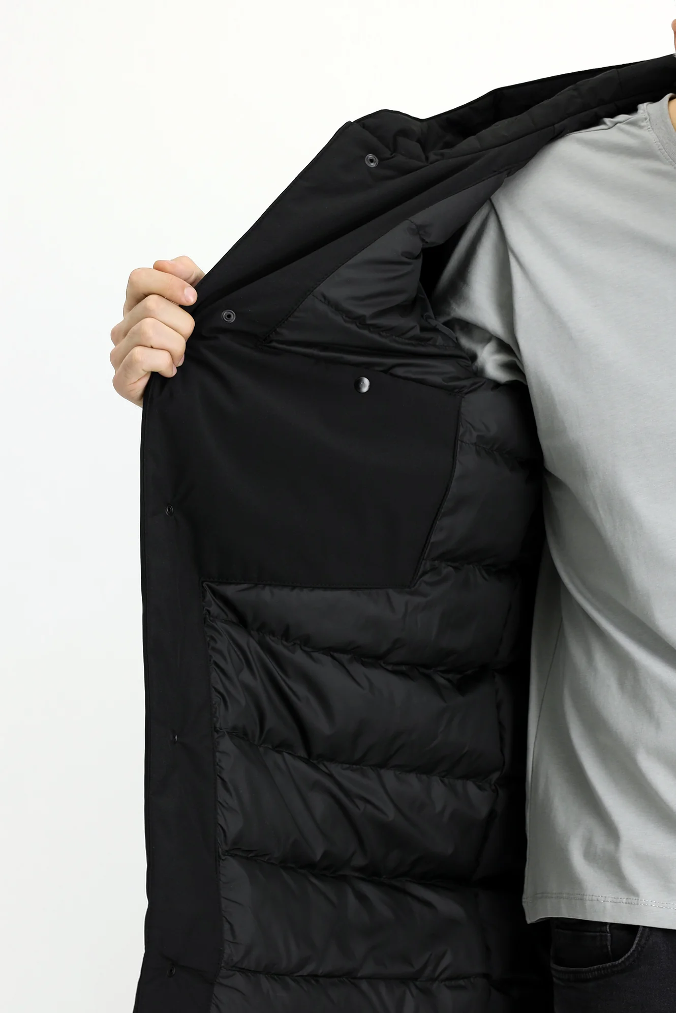 Siyah Slim Fit Dar Kesim Kapüşonlu Spor Şişme Kaban - Image 7