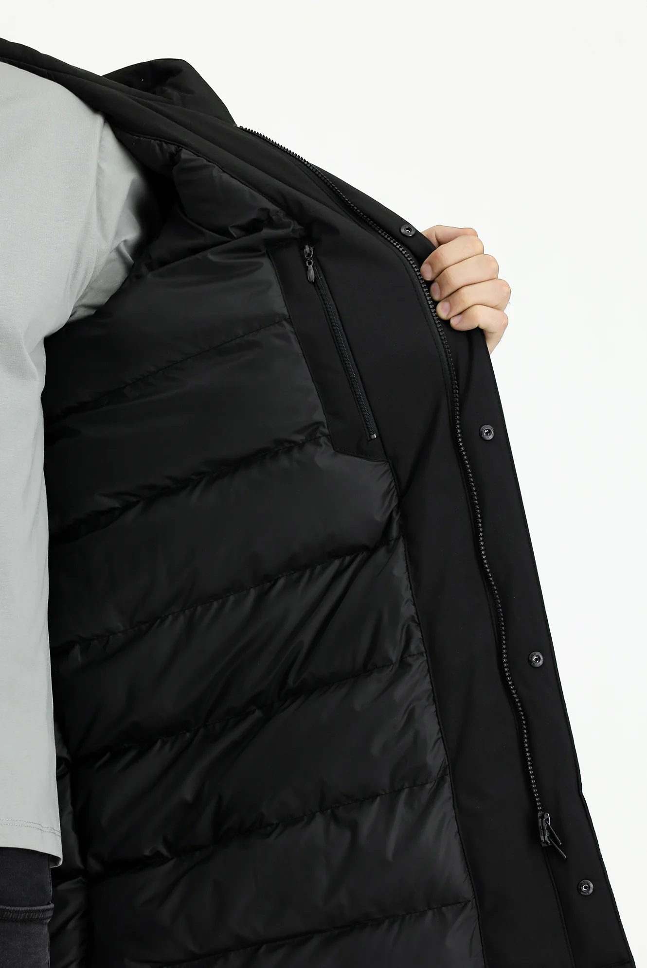 Siyah Slim Fit Dar Kesim Kapüşonlu Spor Şişme Kaban - Image 8